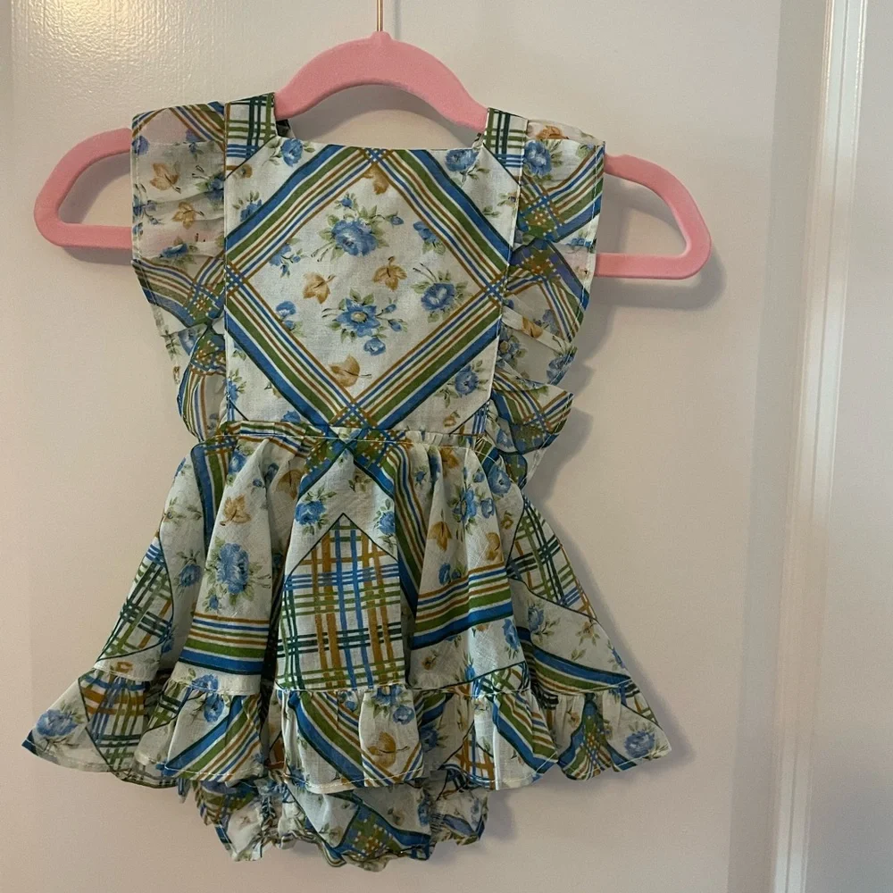 Vintage fabric numikids 6-12 month pinafore dress - Picture 1 of 2